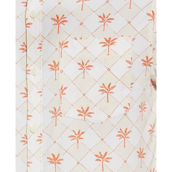 Original Penguin Ev Twill Palm Tiles Kortærmet Skjorte Hvid XL Mand