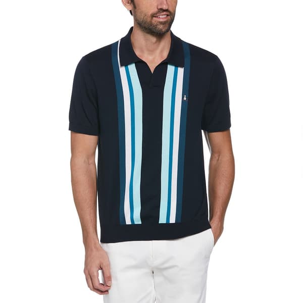 Original Penguin Text Vertical Stripe Kortærmet Polo Blå M Mand
