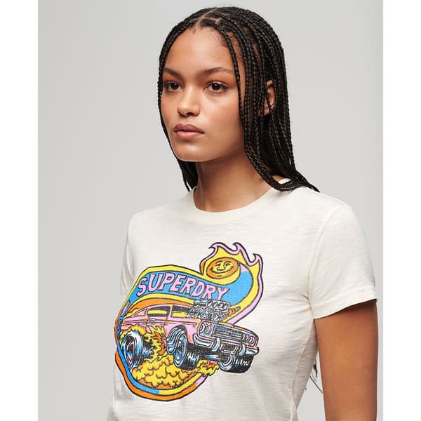 Superdry Neon Motor Graphic Fitted T-shirt Med Korta ärmar Vit XL Kvinna
