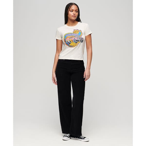 Superdry Neon Motor Graphic Fitted T-shirt Med Korta ärmar Vit XL Kvinna