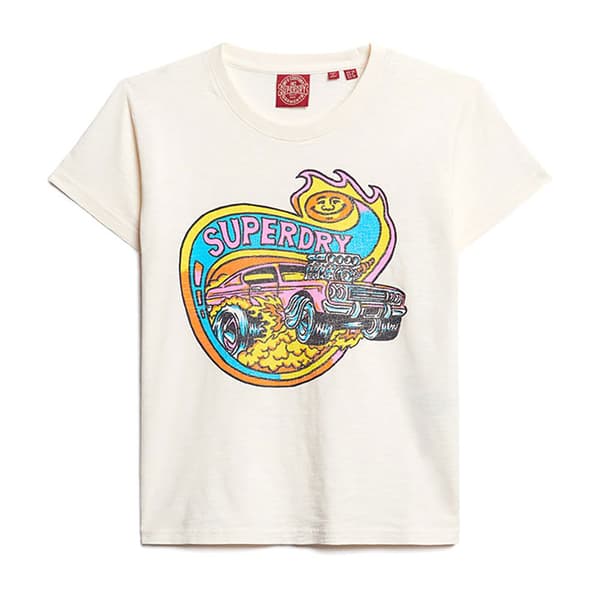 Superdry Neon Motor Graphic Fitted T-shirt Med Korta ärmar Vit XL Kvinna