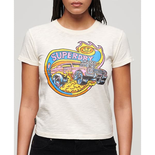 Superdry Neon Motor Graphic Fitted T-shirt Med Korta ärmar Vit XL Kvinna