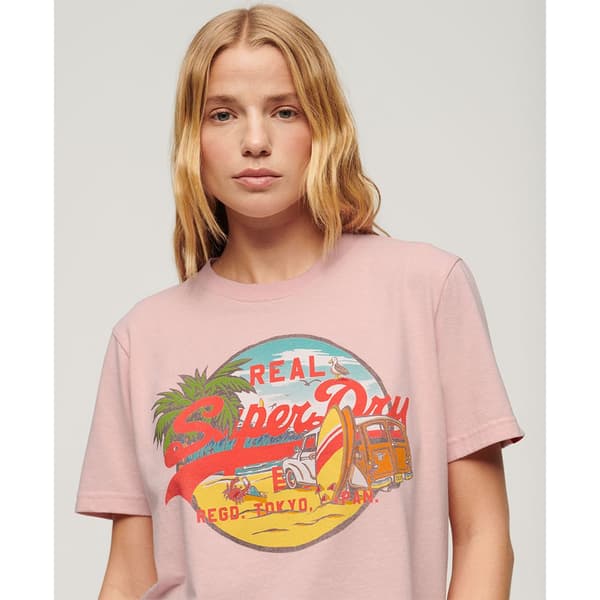 Superdry La Vl Graphic Relaxed T-shirt Med Korta ärmar Rosa XS Kvinna