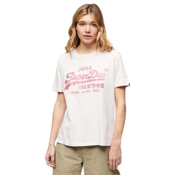 Superdry Metallic Vl Relaxed T-shirt Med Korta ärmar Vit 2XS Kvinna