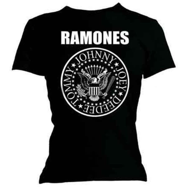Ramones Seal Band Logo Skinny Fit T Shirt Black S