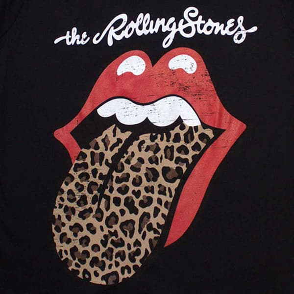 The Rolling Stones Leopard Print Tongue Womens T Shirt