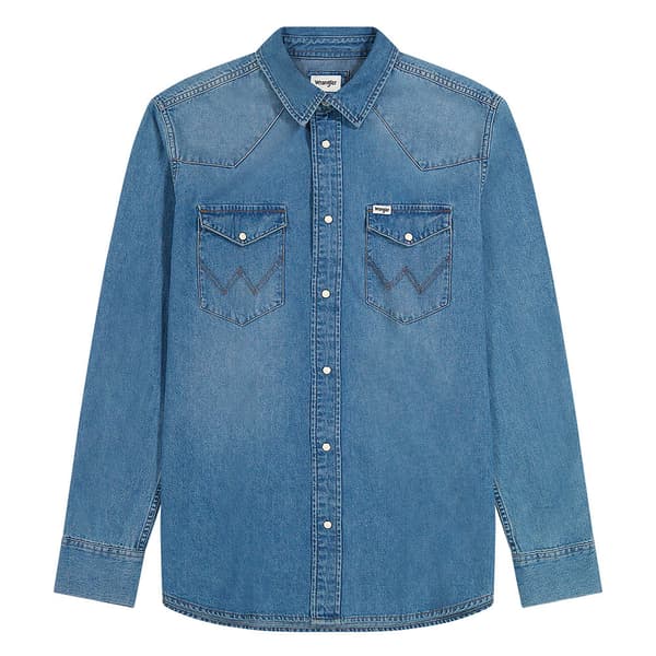 Wrangler 112362744 Skjorte Med Lange ærmer Blå M Mand