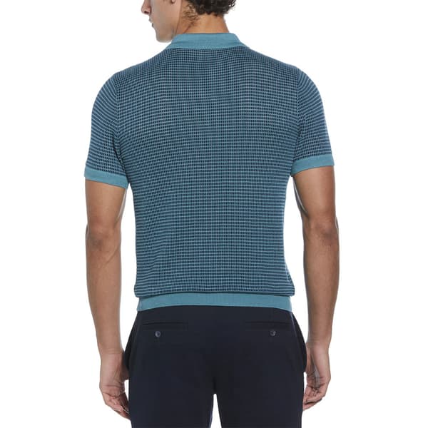 Original Penguin Ao Jacquard 1/4 Zip Kortärmad Polotröja Blå M Man