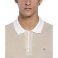 Miniatyrbild 3 av 3: Original Penguin Ao Jacquard 1/4 Zip Kortärmad Polotröja Beige L Man