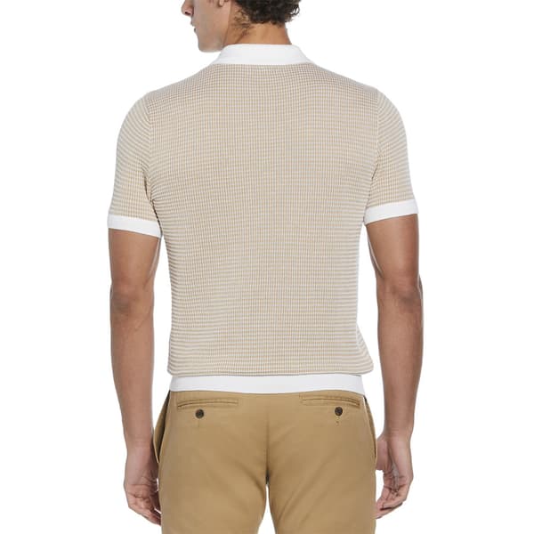 Original Penguin Ao Jacquard 1/4 Zip Kortärmad Polotröja Beige L Man