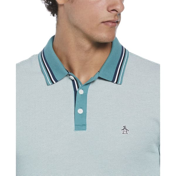 Original Penguin Birdseye Pique Tipped Kortärmad Polotröja Blå M Man