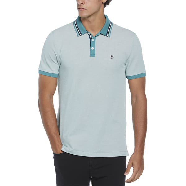 Original Penguin Birdseye Pique Tipped Kortärmad Polotröja Blå M Man