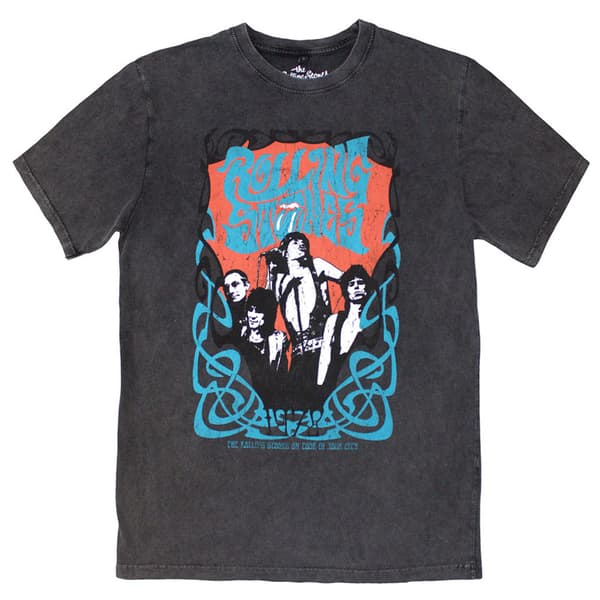 The Rolling Stones Psych Montage Stone Wash T Shirt Charcoal XXL