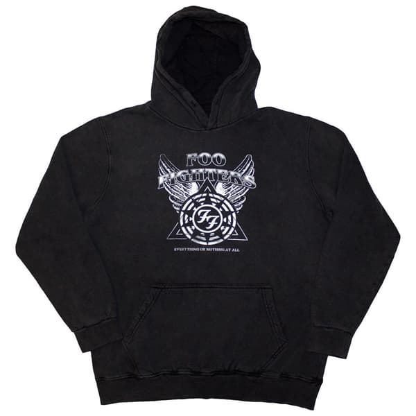 Foo Fighters Unisex Pullover Hoodie: Everything Or Nothing At All Logo (Wash Collection) (Medium)