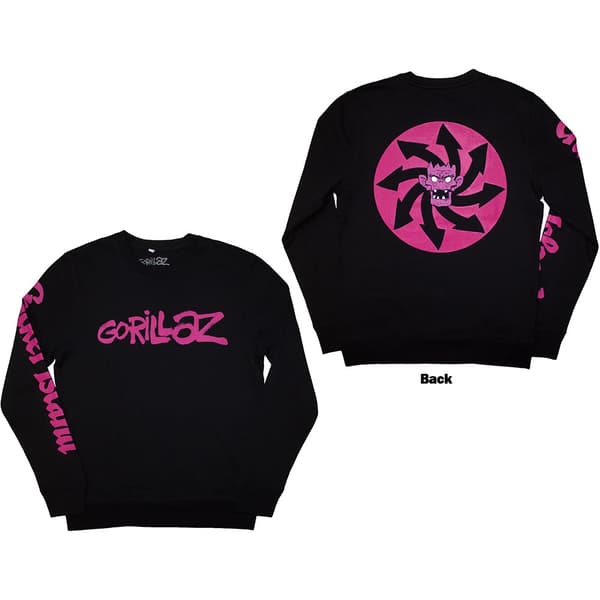 Gorillaz Unisex Sweatshirt: Craker Island Pazuzu Spiral (Back & Sleeve Print) (Large)