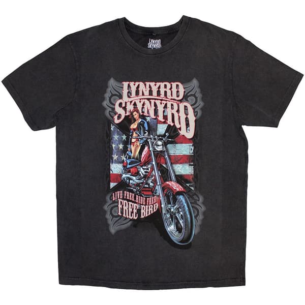 Lynyrd Skynyrd Unisex Stone Wash T-Shirt: Ride Free (X-Large)