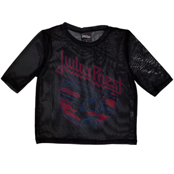 Judas Priest Ladies Crop Top: Screaming For Vengeance (Mesh) (X-Large)