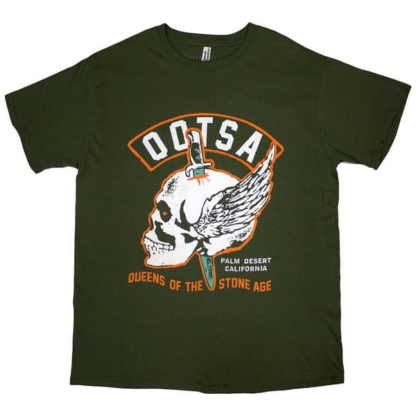 Queens Of The Stone Age Unisex T-Shirt: Winged Skull (Large)