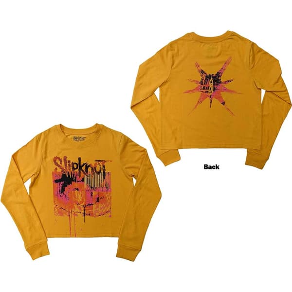Slipknot Ladies Long Sleeve Crop Top: The End, So Far Barcode (Back Print) (Small)