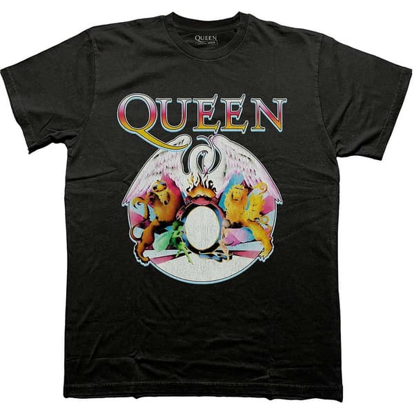 Queen Unisex T-Shirt: Multi Colour Crest (Medium)