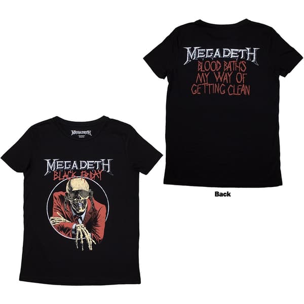 Megadeth Ladies T-Shirt: Black Friday (Back Print) (Small)