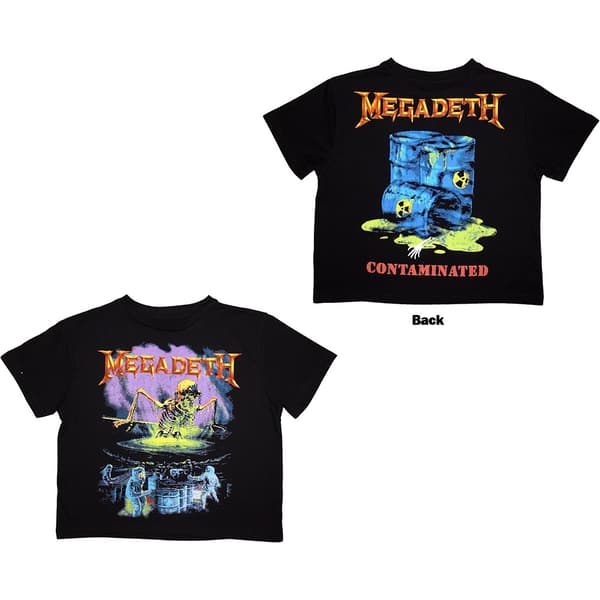 Megadeth Ladies Crop Top: Contaminated (Back Print) (Small)