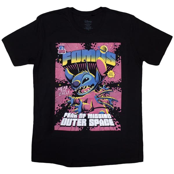Disney Unisex T-Shirt: Lilo & Stitch FOMOS (Black) (Medium)