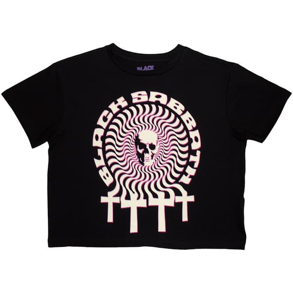 Black Sabbath Ladies Crop Top: Hypnotic Skull (Large)