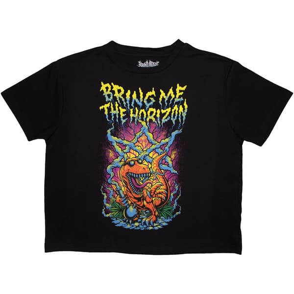 Bring Me The Horizon Ladies Crop Top: Smoking Dinosaur (XX-Large)