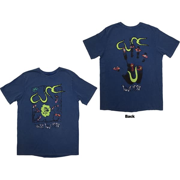 The Cure Unisex Stone Wash T-Shirt: Wish Tour '92 (Back Print) (Large)