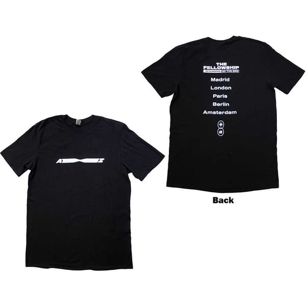 ATEEZ Unisex T-Shirt: Fellowship Tour Euro Logo (Back Print & Ex-Tour) (Small)