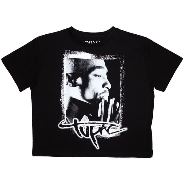 Tupac Ladies Crop Top: Spray Photo (Small)