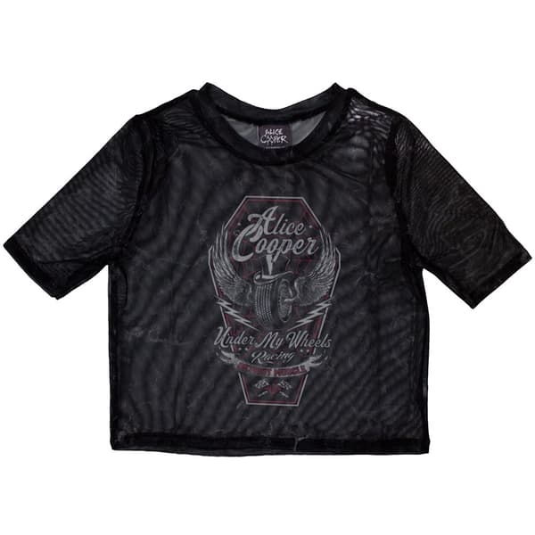 Alice Cooper Ladies Crop Top: Under My Wheels (Mesh) (X-Small)