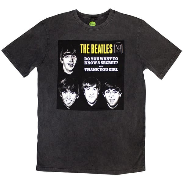 The Beatles Unisex Stone Wash T-Shirt: VJ Secret Sleeve (Small)
