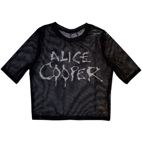 Alice Cooper Ladies Crop Top: Dripping Logo (Mesh) (Small)