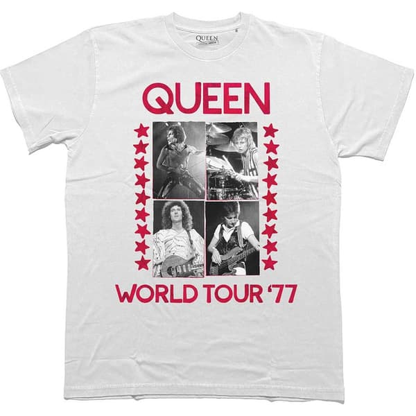 Queen Unisex T-Shirt: World Tour 77 (X-Large)
