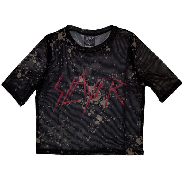Slayer Ladies Crop Top: Scratchy Logo (Mesh) (XX-Large)