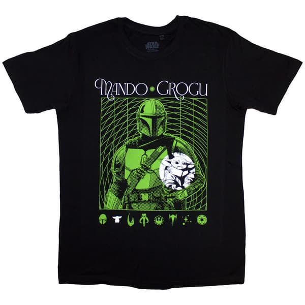 Star Wars Unisex T-Shirt: The Mandalorian Mando & Grogu Neon (XX-Large)