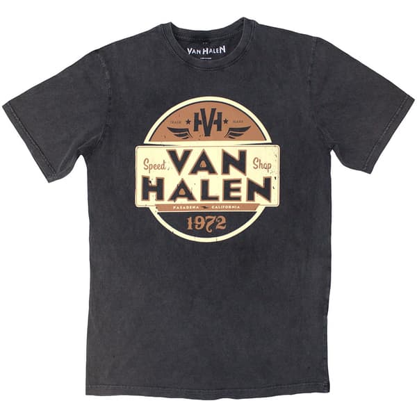 Van Halen Unisex Stone Wash T-Shirt: Speed Shop (Medium)