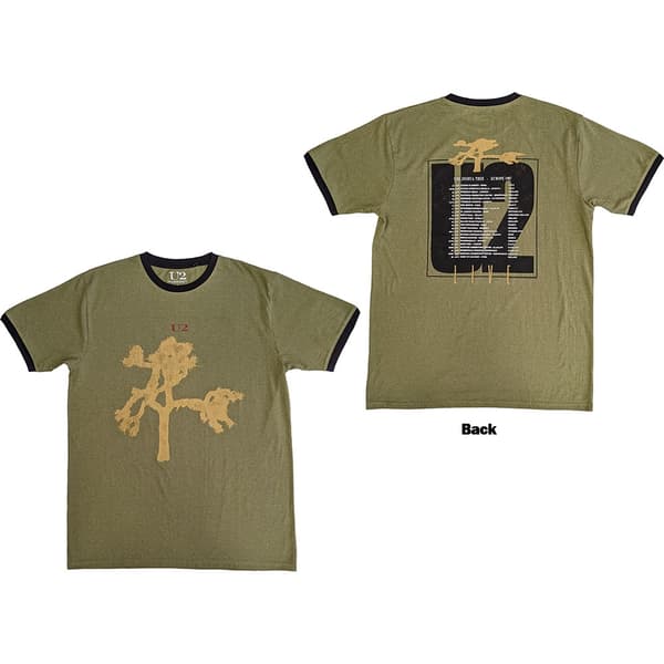 U2 Unisex Ringer T-Shirt: Joshua Tree Europe 1987. (Back Print) (Small)