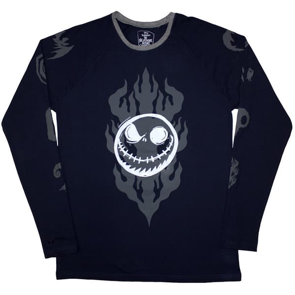 The Nightmare Before Christmas Unisex Long Sleeve T-Shirt: Flaming Jack (Embellished) (Large)