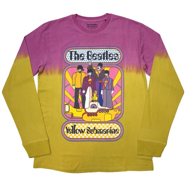 The Beatles Unisex Long Sleeve T-Shirt: Yellow Submarine Band Frame (Wash Collection) (Large)