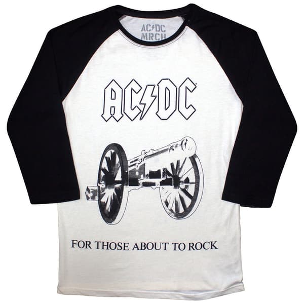 AC/DC Unisex Raglan T-Shirt: For Those About To Rock (Small)