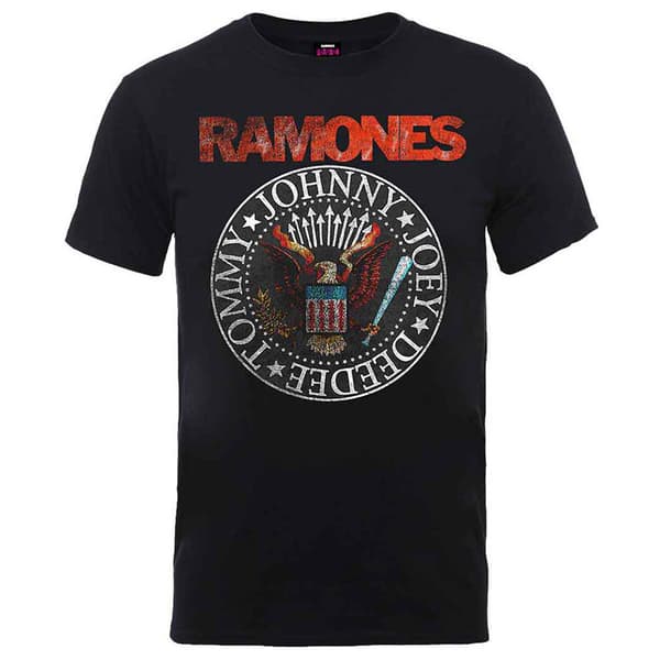 Ramones Vintage Eagle Seal T Shirt Black M