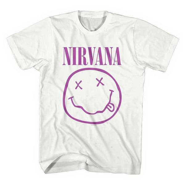Nirvana Purple Grunge Face Band Logo T Shirt