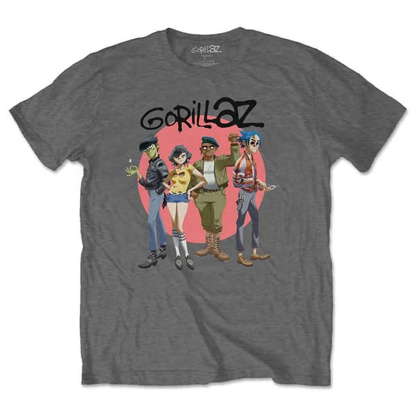 Gorillaz Group Circle Rise T Shirt Charcoal S