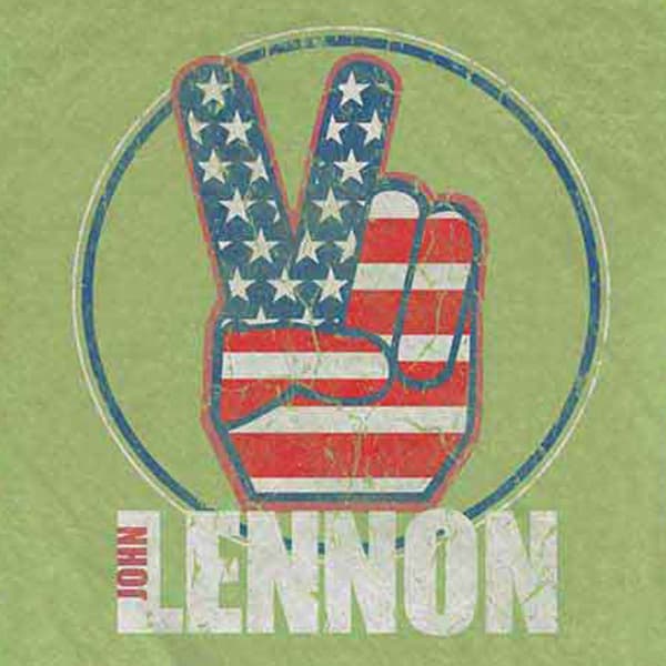 John Lennon Peace Fingers US Flag Skinny Fit T Shirt