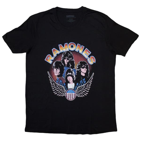 Ramones Vintage Wings Photo Skinny Fit T Shirt Black L