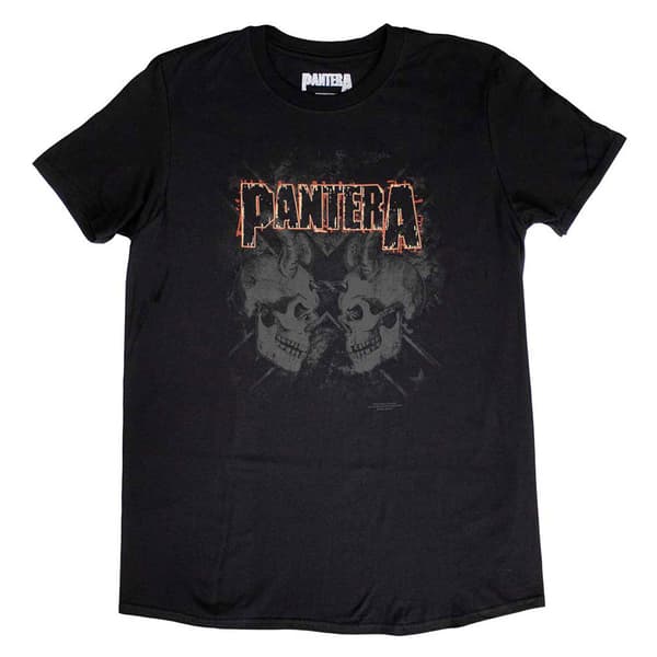 Pantera Watermarked Skulls T Shirt Black S