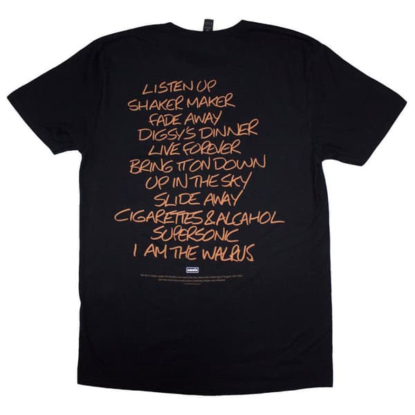 Oasis Definitely Maybe AAA Setlist T Shirt